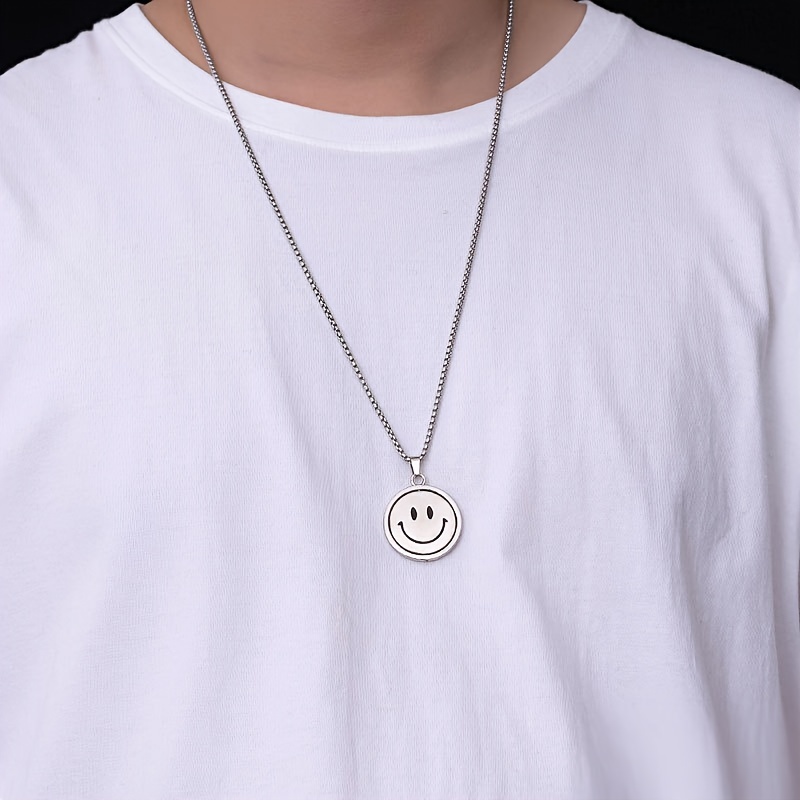 Happy Face Rotating Pendant Necklace Hip Hop Personality Pendant Accessories